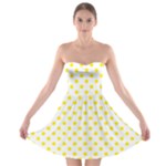 Polka Dots - Canary Yellow on White Strapless Bra Top Dress