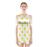 Polka Dots - Canary Yellow on White Women s Cutout Shoulder Dress