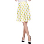 Polka Dots - Canary Yellow on White A-Line Skirt