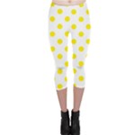 Polka Dots - Canary Yellow on White Capri Leggings