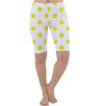 Polka Dots - Canary Yellow on White Cropped Leggings
