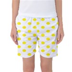 Polka Dots - Canary Yellow on White Women s Basketball Shorts