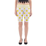 Polka Dots - Canary Yellow on White Yoga Cropped Leggings