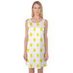 Polka Dots - Canary Yellow on White Sleeveless Satin Nightdress