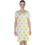 Polka Dots - Canary Yellow on White Short Sleeve Nightdress