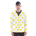 Polka Dots - Canary Yellow on White Hooded Wind Breaker (Men)