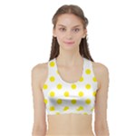 Polka Dots - Canary Yellow on White Women s Sports Bra with Border