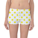 Polka Dots - Canary Yellow on White Reversible Boyleg Bikini Bottoms