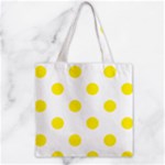 Polka Dots - Canary Yellow on White Zipper Grocery Tote Bag