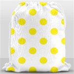 Polka Dots - Canary Yellow on White Drawstring Bag (Large)