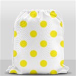 Polka Dots - Canary Yellow on White Drawstring Bag (Small)