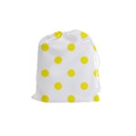 Polka Dots - Canary Yellow on White Drawstring Pouch (M)