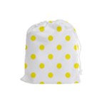 Polka Dots - Canary Yellow on White Drawstring Pouch (L)