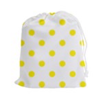 Polka Dots - Canary Yellow on White Drawstring Pouch (XXl)