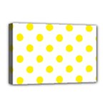 Polka Dots - Canary Yellow on White Deluxe Canvas 18  x 12  (Stretched)
