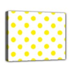 Polka Dots - Canary Yellow on White Deluxe Canvas 20  x 16  (Stretched)