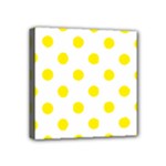 Polka Dots - Canary Yellow on White Mini Canvas 4  x 4  (Stretched)