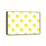 Polka Dots - Canary Yellow on White Mini Canvas 6  x 4  (Stretched)