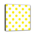 Polka Dots - Canary Yellow on White Mini Canvas 6  x 6  (Stretched)