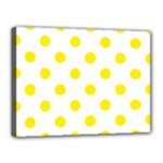 Polka Dots - Canary Yellow on White Canvas 16  x 12  (Stretched)