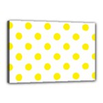 Polka Dots - Canary Yellow on White Canvas 18  x 12  (Stretched)