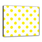 Polka Dots - Canary Yellow on White Canvas 20  x 16  (Stretched)