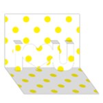 Polka Dots - Canary Yellow on White I Love You 3D Greeting Card (7x5)
