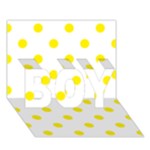 Polka Dots - Canary Yellow on White BOY 3D Greeting Card (7x5)