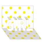 Polka Dots - Canary Yellow on White GIRL 3D Greeting Card (7x5)