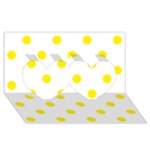 Polka Dots - Canary Yellow on White Twin Hearts 3D Greeting Card (8x4)