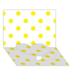 Polka Dots - Canary Yellow on White Heart Bottom 3D Greeting Card (7x5)