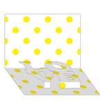 Polka Dots - Canary Yellow on White LOVE Bottom 3D Greeting Card (7x5)