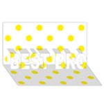 Polka Dots - Canary Yellow on White BEST BRO 3D Greeting Card (8x4)