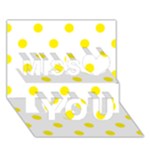 Polka Dots - Canary Yellow on White Miss You 3D Greeting Card (7x5)