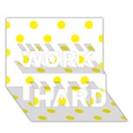 Polka Dots - Canary Yellow on White WORK HARD 3D Greeting Card (7x5)