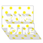 Polka Dots - Canary Yellow on White TAKE CARE 3D Greeting Card (7x5)