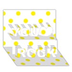 Polka Dots - Canary Yellow on White You Rock 3D Greeting Card (7x5)