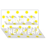 Polka Dots - Canary Yellow on White Happy New Year 3D Greeting Card (8x4)