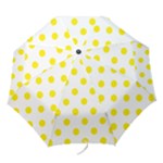 Polka Dots - Canary Yellow on White Folding Umbrella