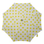Polka Dots - Canary Yellow on White Hook Handle Umbrella (Large)