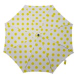 Polka Dots - Canary Yellow on White Hook Handle Umbrella (Small)