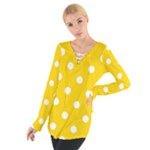 Polka Dots - White on Gold Yellow Women s Tie Up Tee