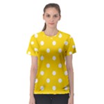 Polka Dots - White on Gold Yellow Women s Sport Mesh Tee