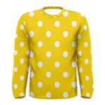 Polka Dots - White on Gold Yellow Men s Long Sleeve T-shirt