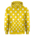 Polka Dots - White on Gold Yellow Men s Zipper Hoodie