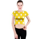 Polka Dots - White on Gold Yellow Crew Neck Crop Top