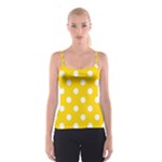 Polka Dots - White on Gold Yellow Spaghetti Strap Top