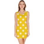 Polka Dots - White on Gold Yellow Bodycon Dress