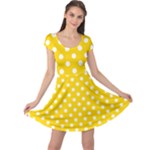 Polka Dots - White on Gold Yellow Cap Sleeve Dress