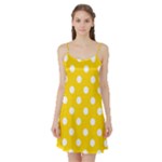 Polka Dots - White on Gold Yellow Satin Night Slip